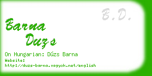 barna duzs business card